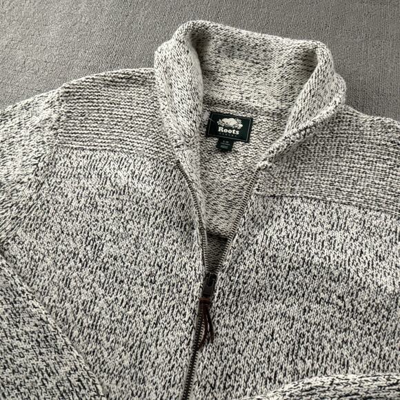 Roots Canada Jacket Adult Large Beige Full Zip Long Sleeve Knit Casual Men's - Picture 8 of 14